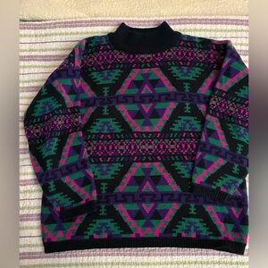 Jamie Scott Vintage Aztec Sweater - Black, Green, Purple